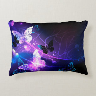 Background with Night Butterflies Decorative Cushion
