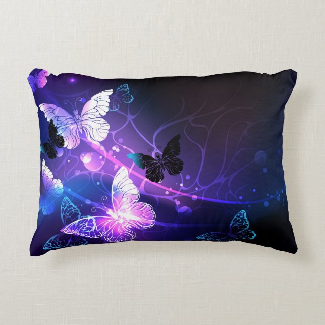Background with Night Butterflies Decorative Cushion (Front)