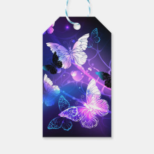 Background with Night Butterflies Gift Tags
