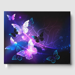 Background with Night Butterflies Guest Book