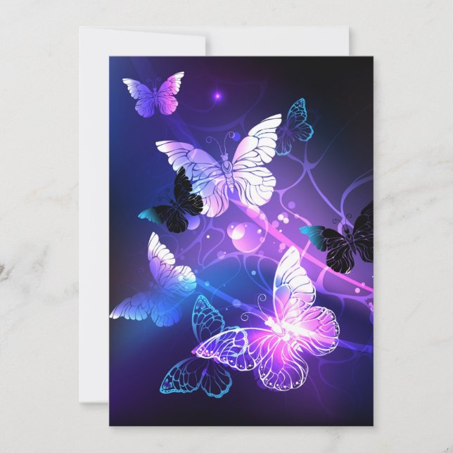 Background with Night Butterflies Holiday Card (Front)