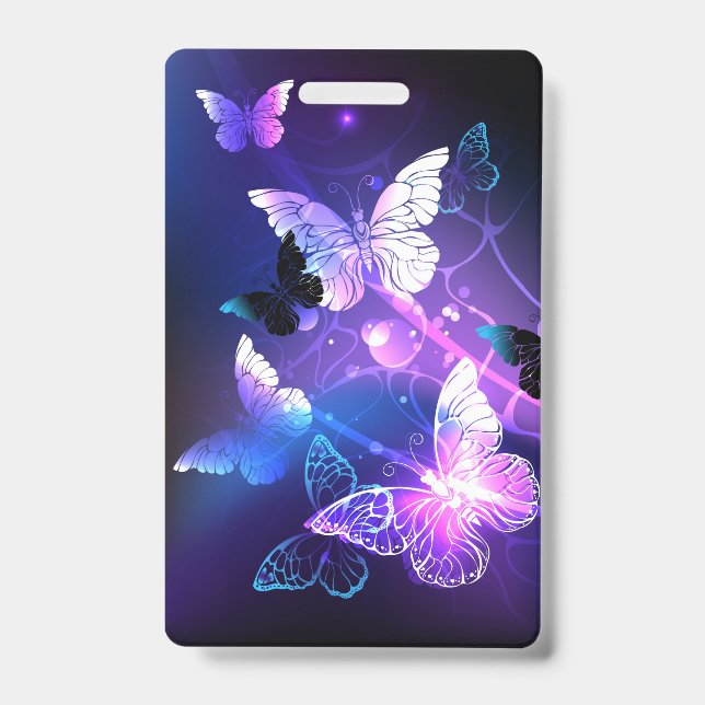 Background with Night Butterflies ID Badge (Front)