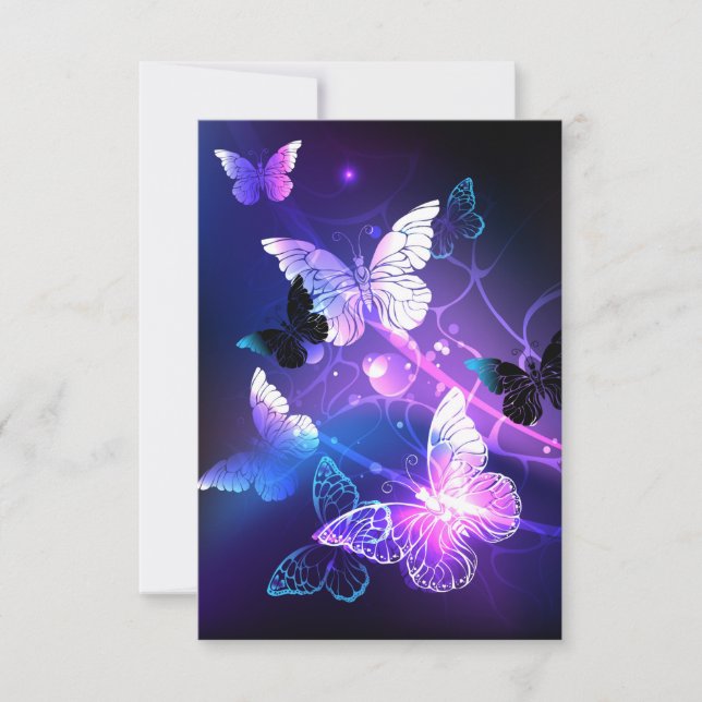 Background with Night Butterflies Invitation (Front)