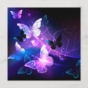 Background with Night Butterflies Invitation
