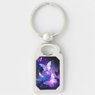 Background with Night Butterflies Key Ring