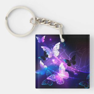 Background with Night Butterflies Key Ring