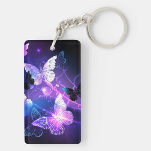 Background with Night Butterflies Key Ring
