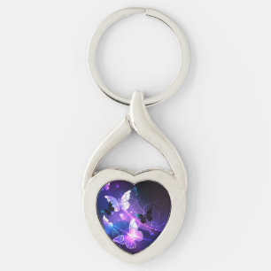 Background with Night Butterflies Key Ring