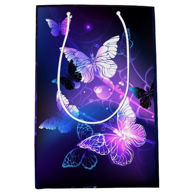 Background with Night Butterflies Medium Gift Bag (Front)