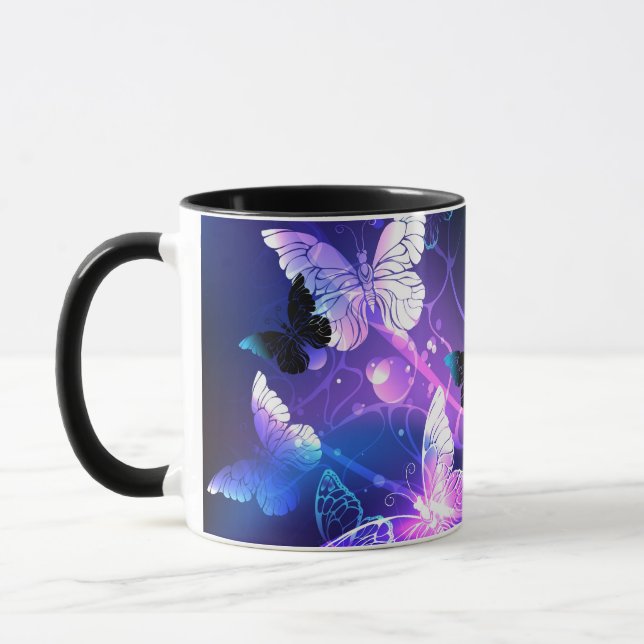 Background with Night Butterflies Mug (Left)