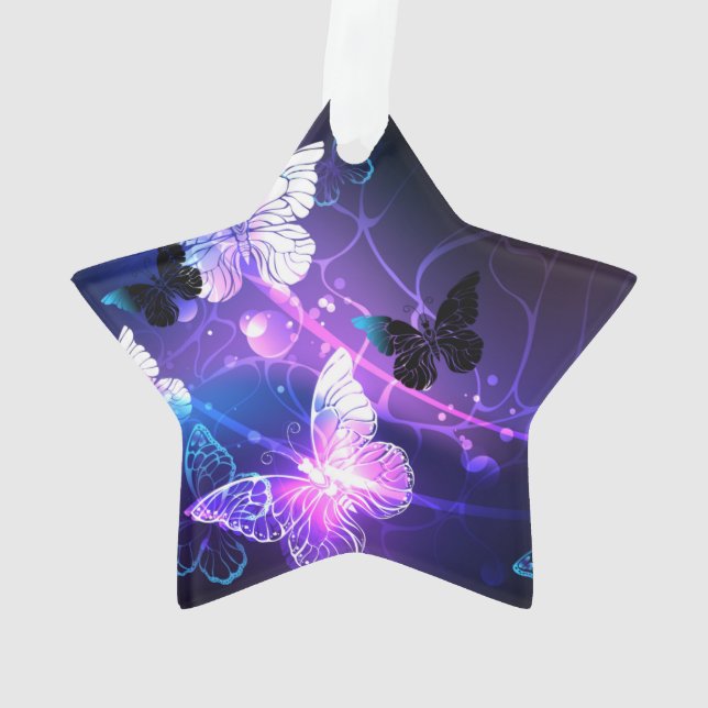 Background with Night Butterflies Ornament (Back)