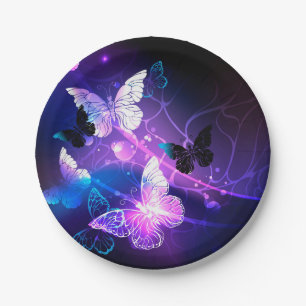 Background with Night Butterflies Paper Plate