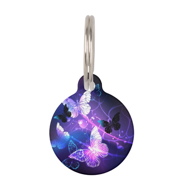 Background with Night Butterflies Pet Tag (Front)
