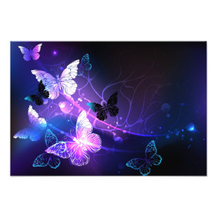 Background with Night Butterflies Photo Print