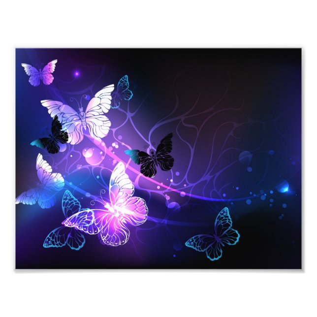 Background with Night Butterflies Photo Print (Front)