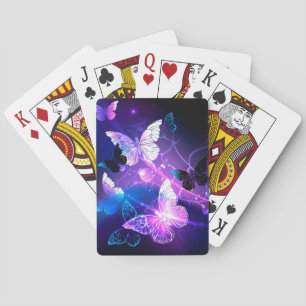 Background with Night Butterflies Playing Cards
