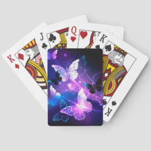 Background with Night Butterflies Playing Cards