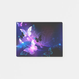 Background with Night Butterflies Post-it Notes