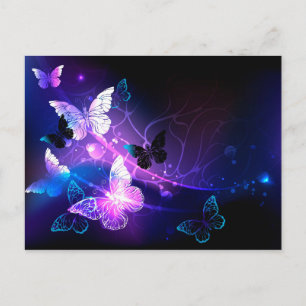 Background with Night Butterflies Postcard