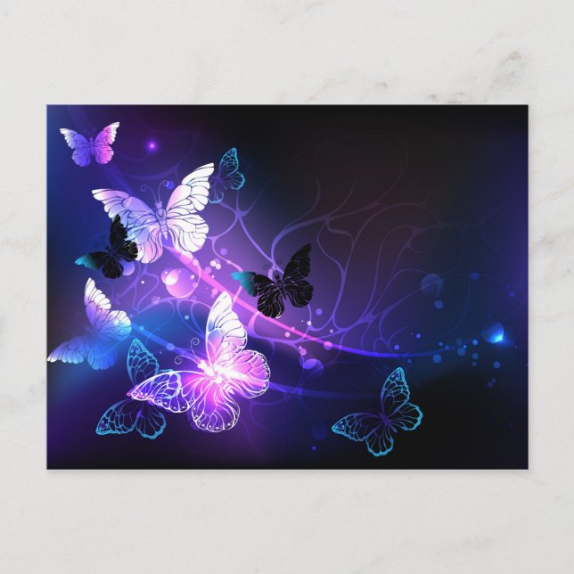 Background with Night Butterflies Postcard (Front)