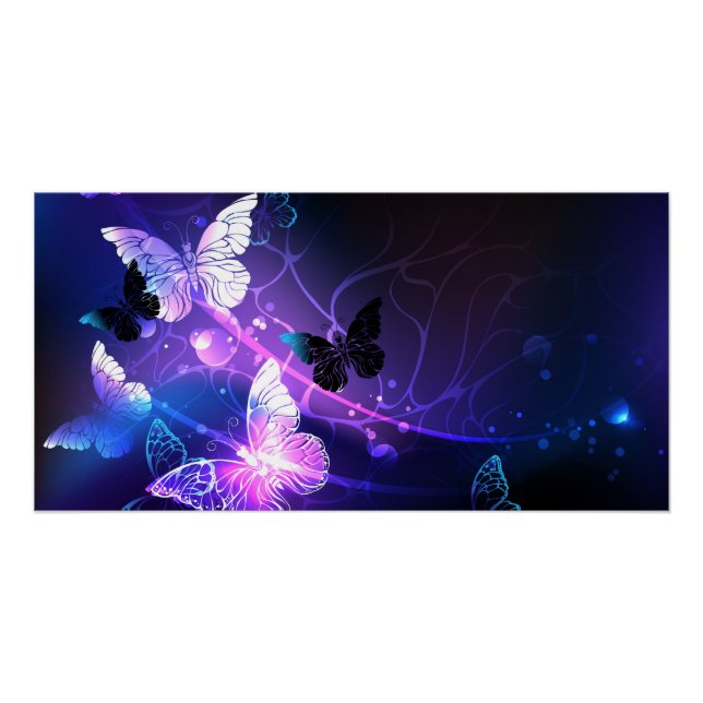 Background with Night Butterflies Poster (Front)