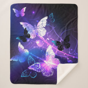 Background with Night Butterflies Sherpa Blanket