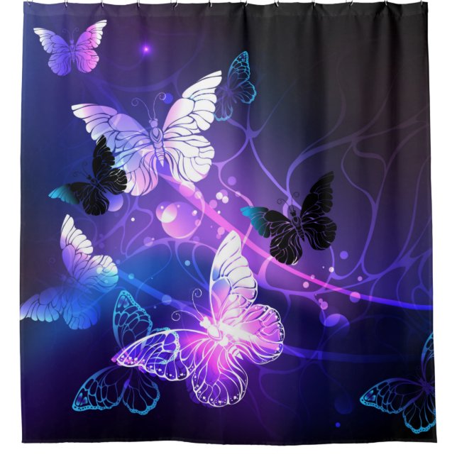 Background with Night Butterflies Shower Curtain (Front)
