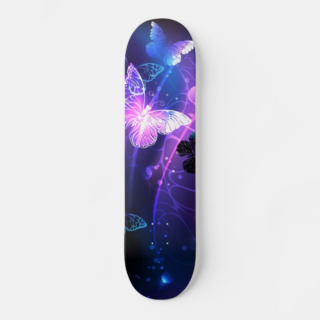 Background with Night Butterflies Skateboard (Front)
