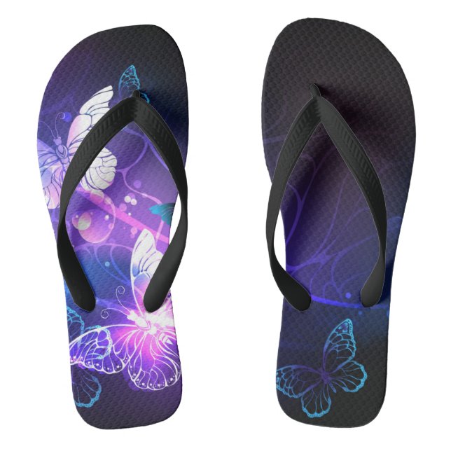Background with Night Butterflies Thongs (Footbed)