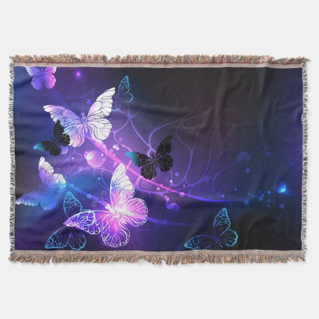 Background with Night Butterflies Throw Blanket (Front)