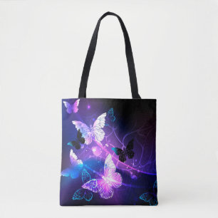 Background with Night Butterflies Tote Bag