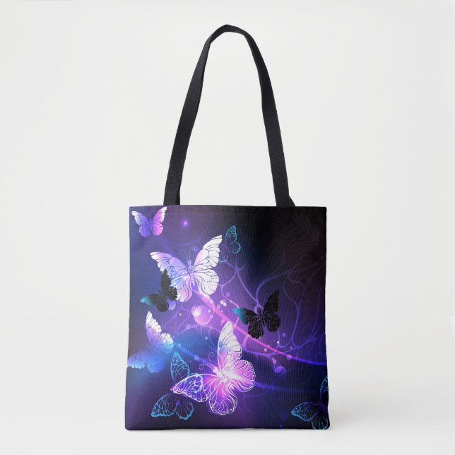 Background with Night Butterflies Tote Bag (Front)