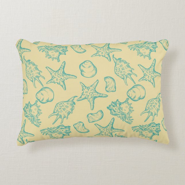 Background with shells. Hand drawn Decorative Cushion (Front)