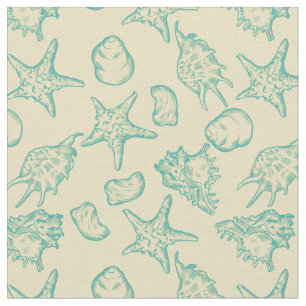 Background with shells. Hand drawn Fabric