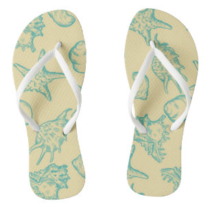 Background with shells. Hand drawn Thongs