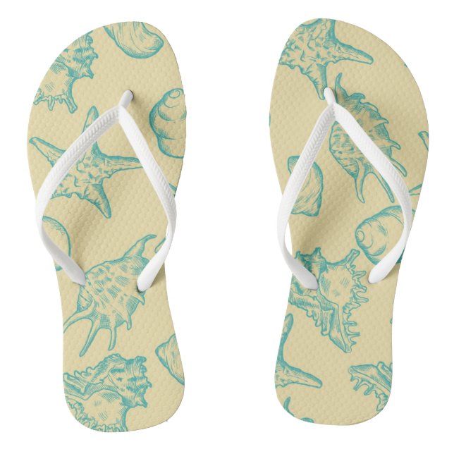 Background with shells. Hand drawn Thongs (Footbed)