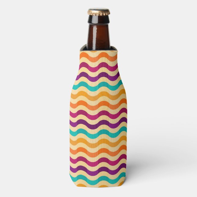 Background with stripes in retro 2 bottle cooler (Bottle Front)