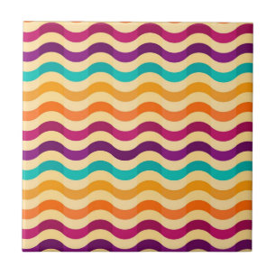 Background with stripes in retro 2 ceramic tile