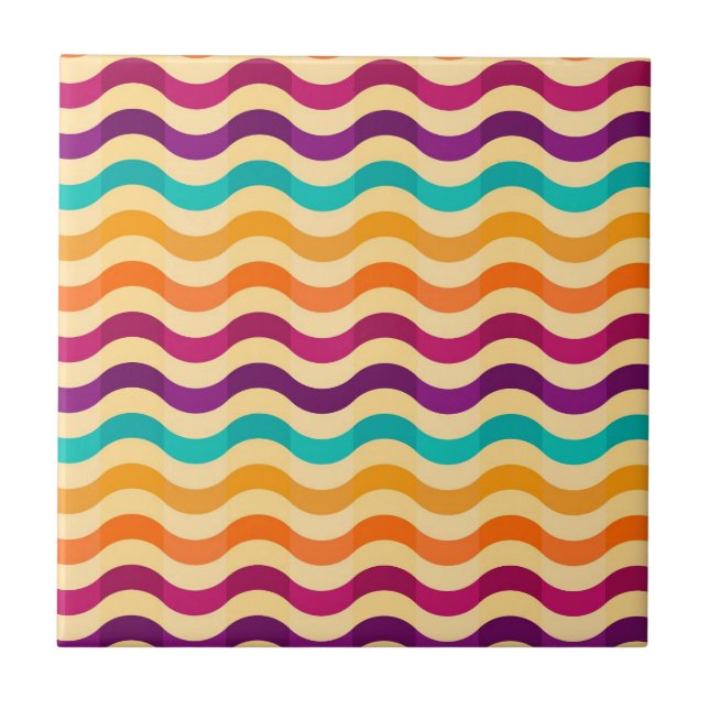 Background with stripes in retro 2 ceramic tile (Front)