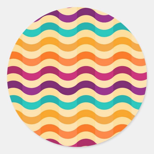 Background with stripes in retro 2 classic round sticker (Front)