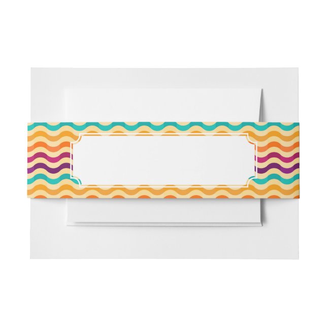 Background with stripes in retro 2 invitation belly band (Front Example)