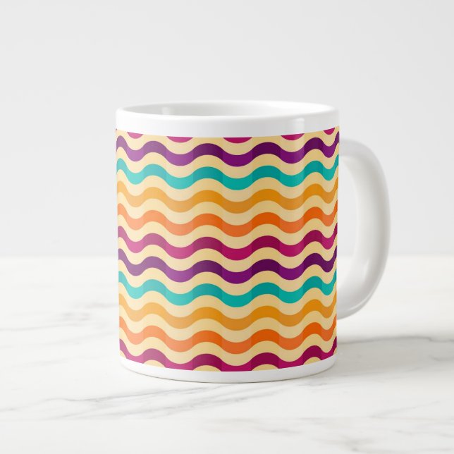 Background with stripes in retro 2 large coffee mug (Front Right)