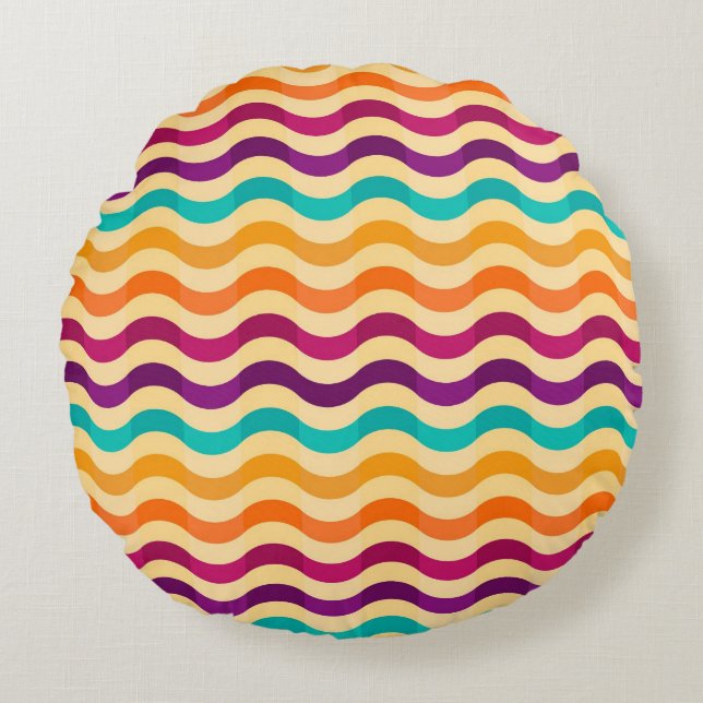 Background with stripes in retro 2 round cushion (Front)