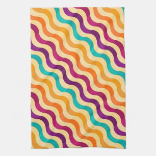 Background with stripes in retro 2 tea towel