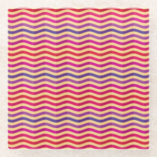 Background with stripes in retro 3 glass coaster