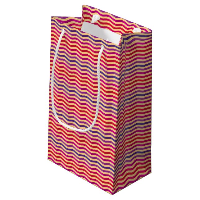 Background with stripes in retro 3 small gift bag (Back Angled)