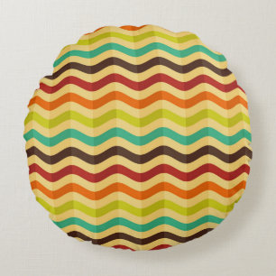 Background with stripes in retro 4 round cushion