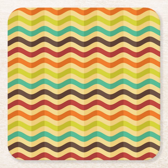Background with stripes in retro 4 square paper coaster (Front)