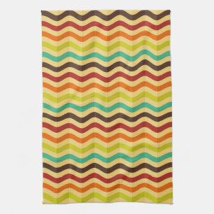 Background with stripes in retro 4 tea towel