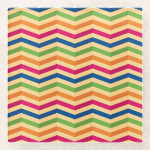 Background with stripes in retro glass coaster